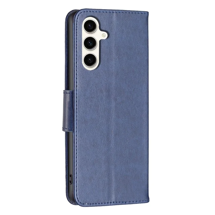 For Samsung Galaxy S23 FE Phone Flip Stand Wallet Case Butterfly Imprinted Leather Cover with Strap - Dark Blue