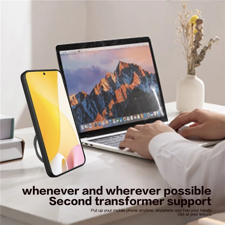 Pour Xiaomi Redmi Note 12 5G (Inde) / (Global) / Poco X5 5G Couvercle Coulissant de Caméra Housse de Téléphone PC+TPU avec Support - Noir