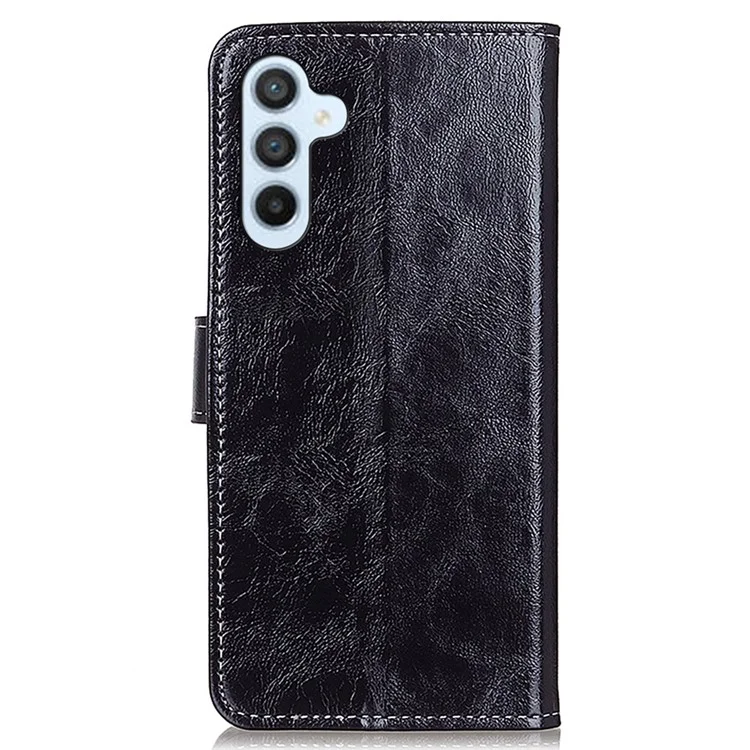 Per Samsung Galaxy S23 FE Cell Phone Case Stand Retro Crazy Horse Texture PU Leather Phone Cover Wallet - Nero