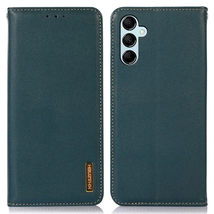 KHAZNEH Für Samsung Galaxy S23 FE Wallet Phone Case RFID Blocking Echtes Kuhlederschalen-Handyhülle mit Ständer - Grün