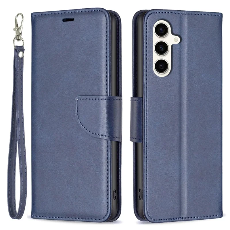 Custodia per telefono in pelle PU per Samsung Galaxy S23 FE, cover per telefono con stand e portafoglio, colore solido - Blu