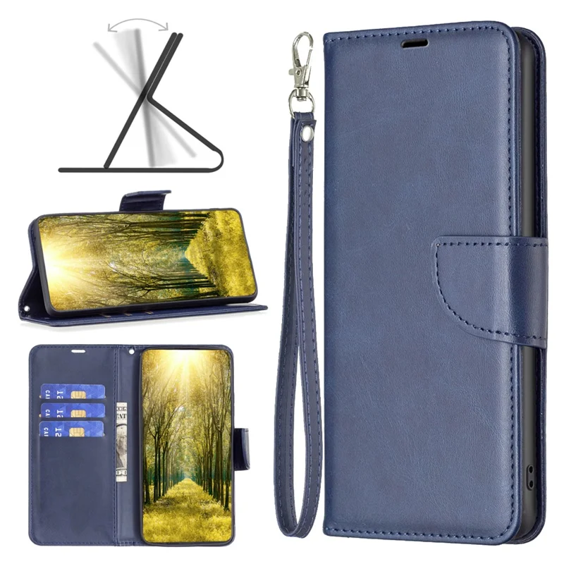 Custodia per telefono in pelle PU per Samsung Galaxy S23 FE, cover per telefono con stand e portafoglio, colore solido - Blu