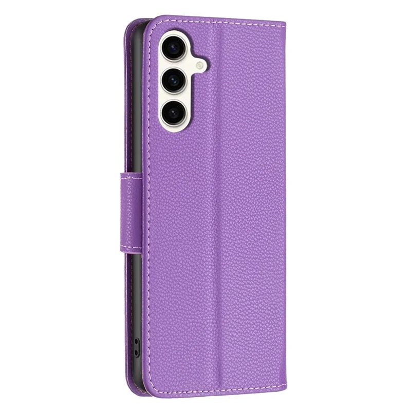 For Samsung Galaxy S23 FE PU Leather Wallet Case Litchi Texture Anti-drop Stand Phone Cover - Purple