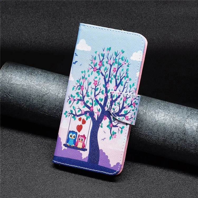 Wallet Case for Samsung Galaxy S23 FE PU Leather Pattern Printing Stand Flip Phone Cover - Two Owls