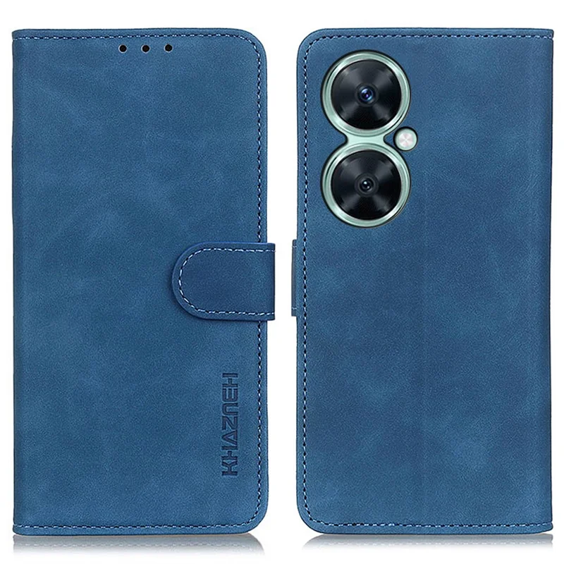 KHAZNEH For Huawei nova 11i / Enjoy 60 Pro Retro Texture PU Leather Phone Case Anti-Scratch Flip Stand Wallet Shell - Blue