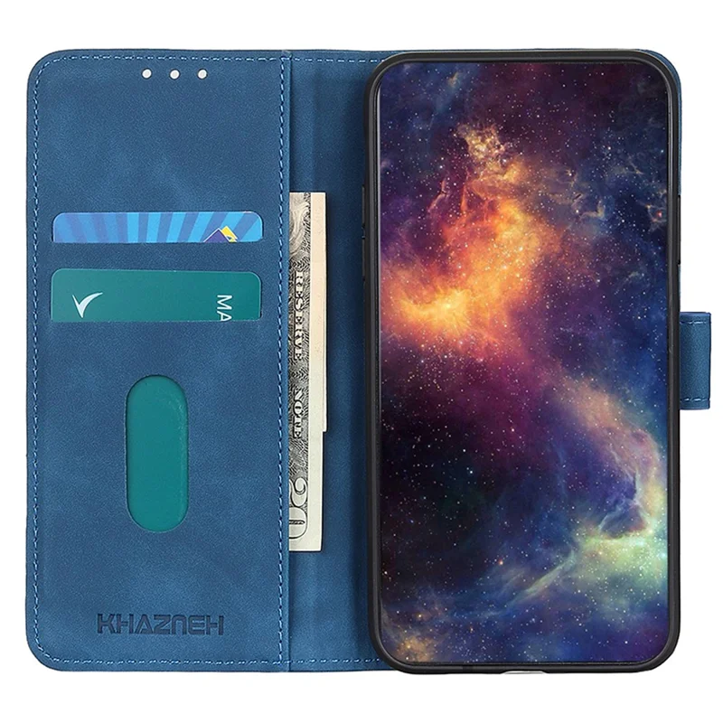 KHAZNEH For Huawei nova 11i / Enjoy 60 Pro Retro Texture PU Leather Phone Case Anti-Scratch Flip Stand Wallet Shell - Blue