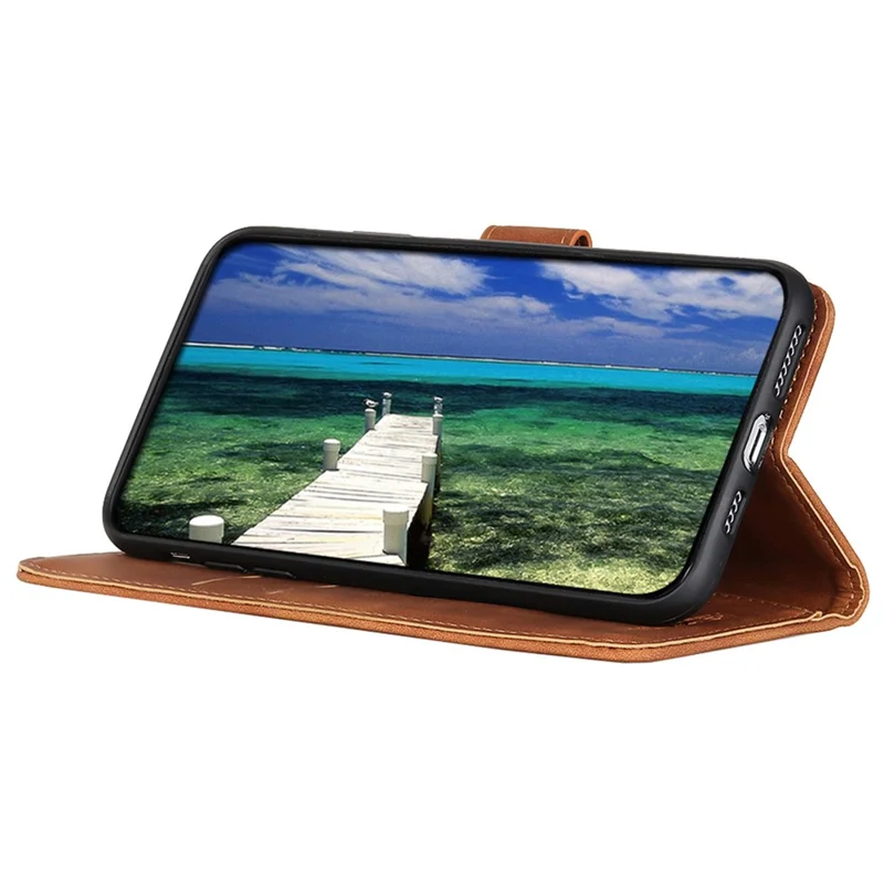 KHAZNEH per Huawei nova 11i / Enjoy 60 Pro Retro Texture PU Leather Phone Case Anti-Scratch Flip Stand Wallet Shell - Marrone