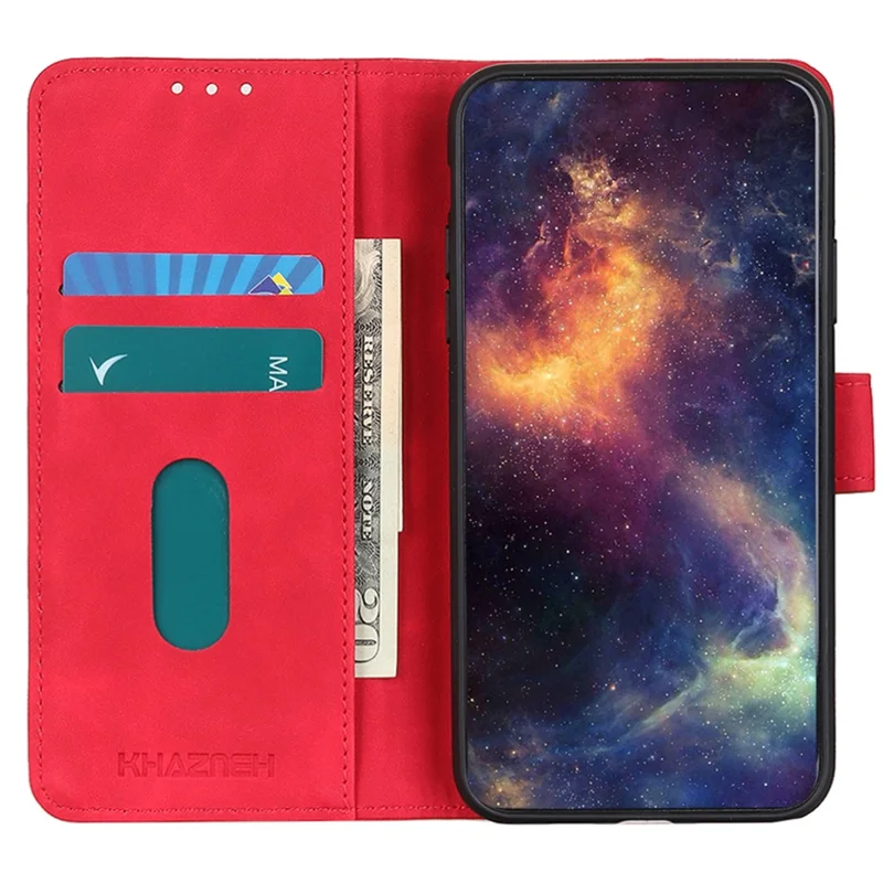 KHAZNEH Für Huawei nova 11i / Enjoy 60 Pro Retro Textur PU Leder Handyhülle Anti-Kratzer Flip Stand Geldbörse Schale - Rot