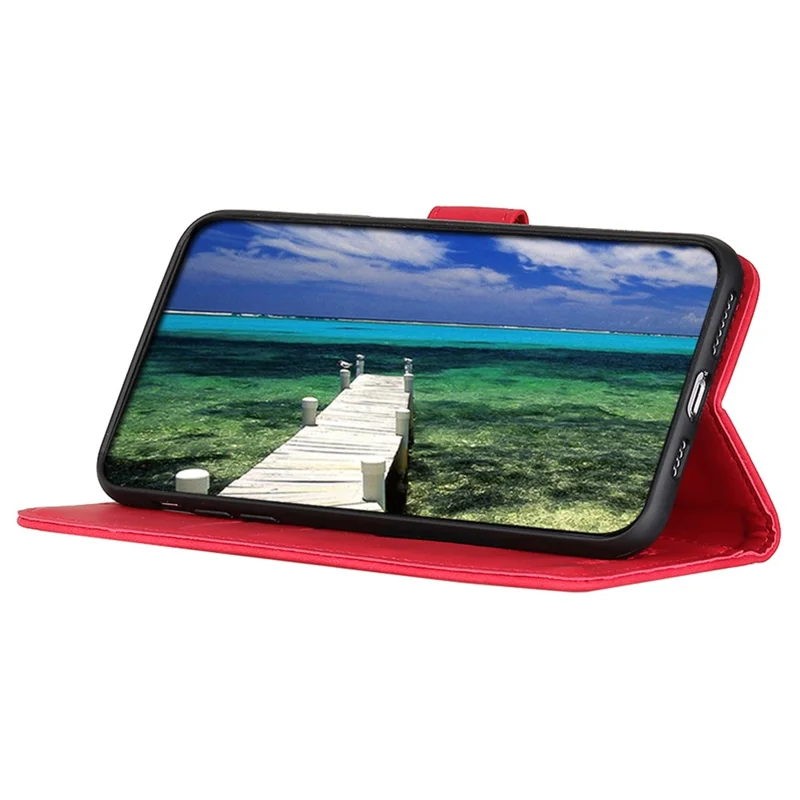 KHAZNEH Für Huawei nova 11i / Enjoy 60 Pro Retro Textur PU Leder Handyhülle Anti-Kratzer Flip Stand Geldbörse Schale - Rot
