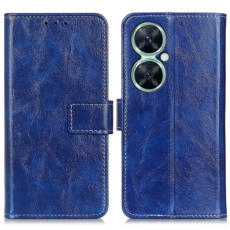 Para Huawei Enjoy 60 Pro / nova 11i Wallet Stand Anti-Scratch Phone Case Retro Crazy Horse Texture PU Leather Phone Cover - Blue