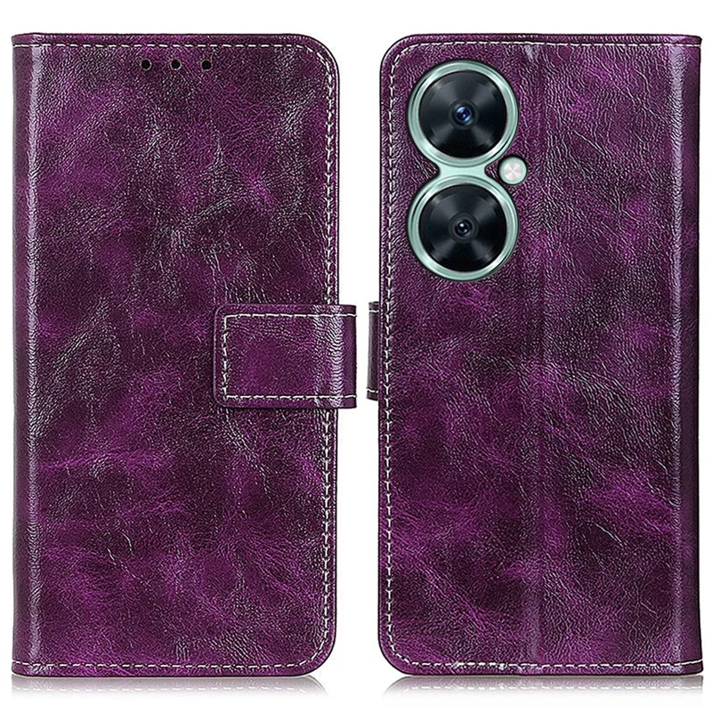 Pour Huawei Enjoy 60 Pro / nova 11i Portefeuille Debout Anti-Rayures Étui de Téléphone Texture Retro Crazy Horse PU Cuir Housse de Téléphone - Pourpre