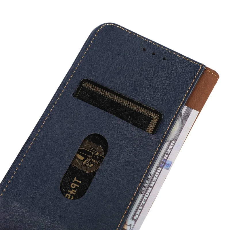 KHAZNEH For Huawei nova 11i / Enjoy 60 Pro / Maimang 20 Phone Cover Case RFID Blocking Genuine Cow Leather Wallet Stand Shell - Dark Blue