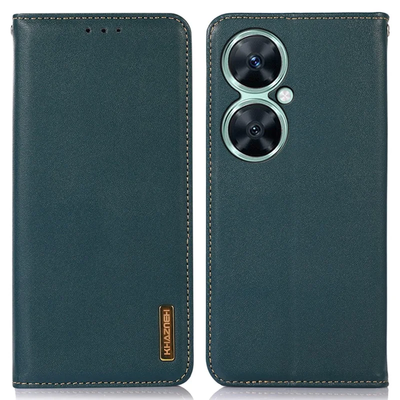 KHAZNEH Para Huawei nova 11i / Enjoy 60 Pro / Maimang 20 Capa de Telefone Caso de Carteira de Couro Genuíno RFID Blocking Stand Shell - Verde