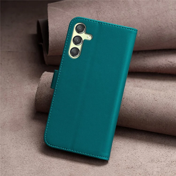 BINFEN COLOR BF17 For Samsung Galaxy A25 5G (Global) (161.0 x 76.5 x 8.3mm) Stand Leather Case Full Protection Wallet Phone Cover - Green