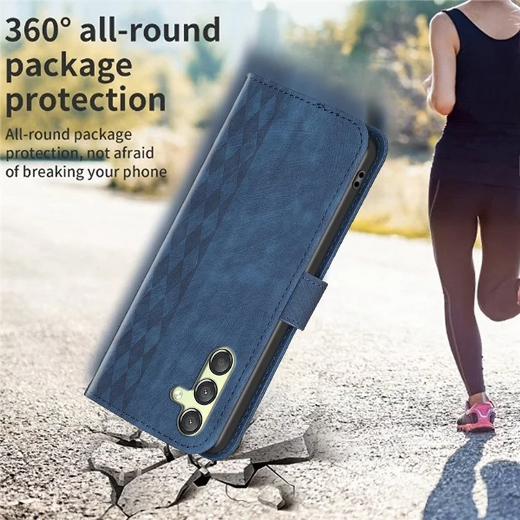 Pour Samsung Galaxy A25 5G (Global) (161,0 x 76,5 x 8,3 mm) Imprinted Pattern PU Leather Phone Case Cell Phone Cover Stand Wallet - Bleu