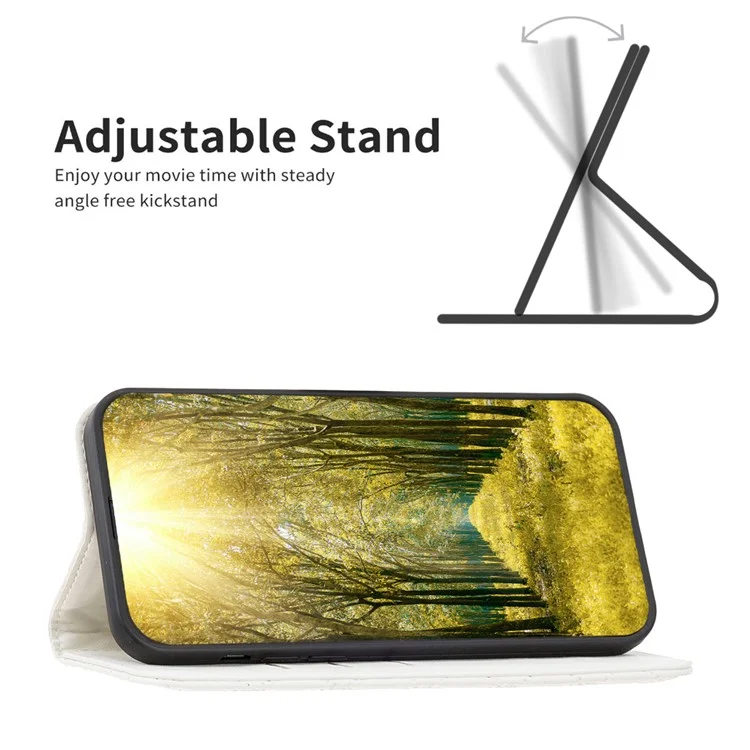 BINFEN COLOR BF Style-16 Pour Samsung Galaxy A25 5G (Global) (161,0 x 76,5 x 8,3 mm) Housse à rabat en cuir PU anti-poussière avec support et fentes pour cartes - Blanc