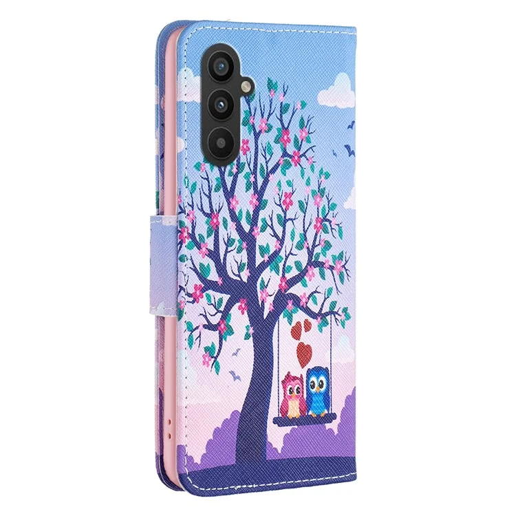 PU-Leder-Hülle für Samsung Galaxy A25 5G (Global) (161,0 x 76,5 x 8,3 mm) Brieftasche Standfuß Cover - Zwei Eulen