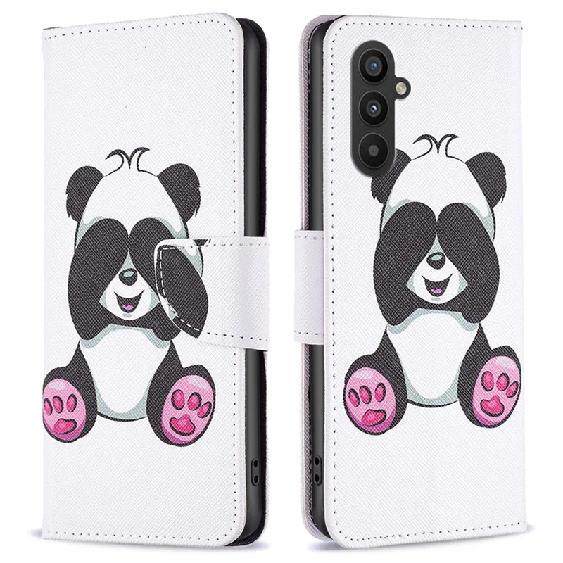 PU Leather Case for Samsung Galaxy A25 5G (Global) (161.0 x 76.5 x 8.3mm) Wallet Stand Cover - Panda