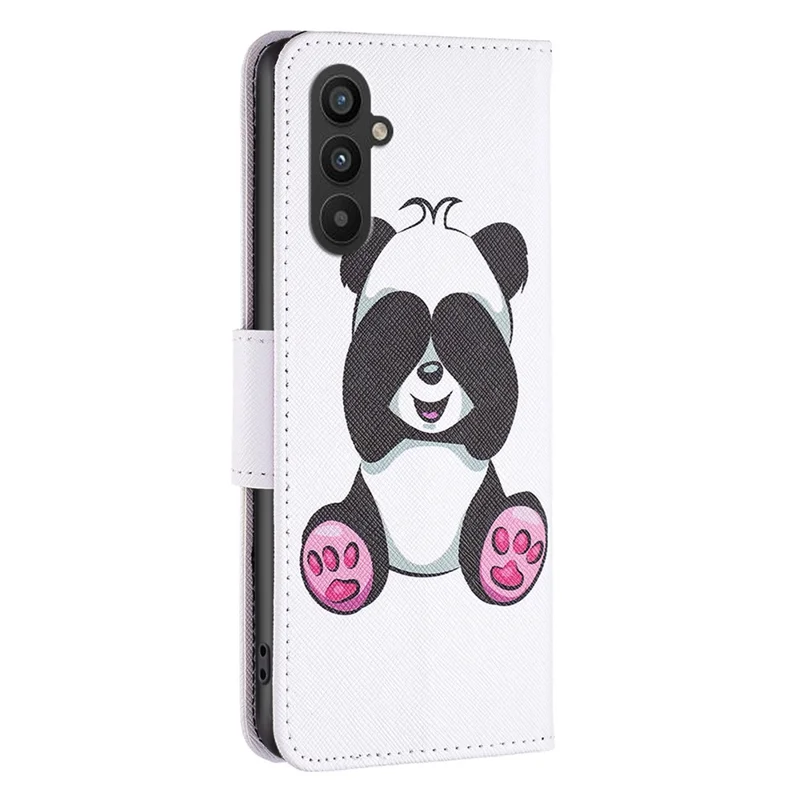 PU Leather Case for Samsung Galaxy A25 5G (Global) (161.0 x 76.5 x 8.3mm) Wallet Stand Cover - Panda