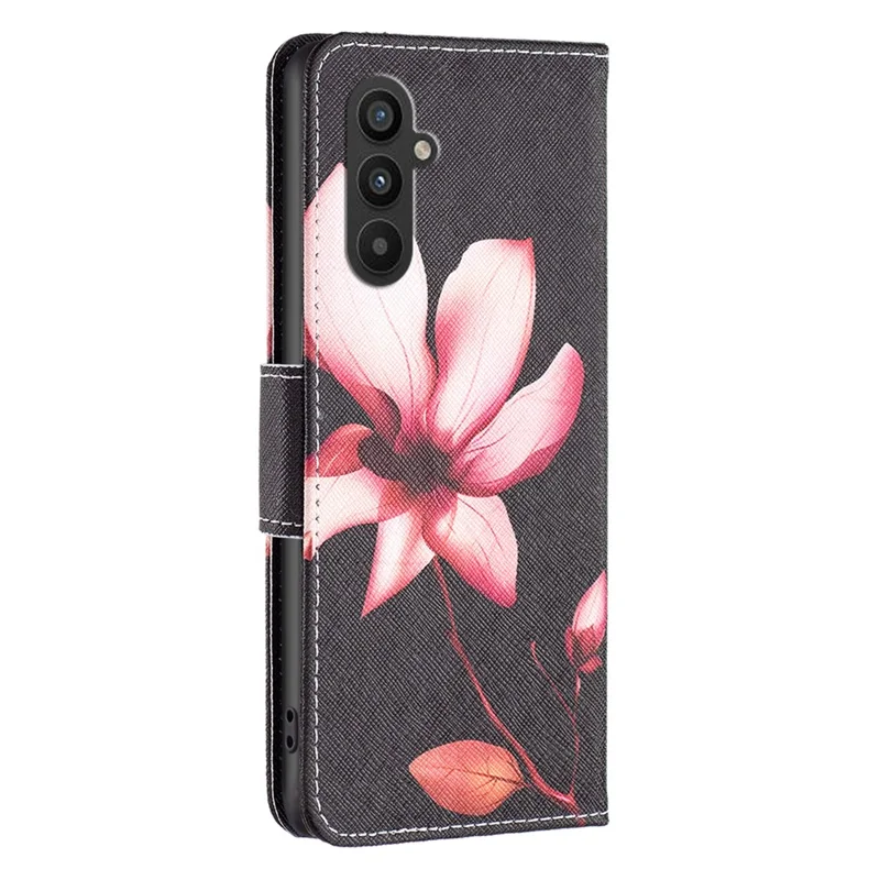 PU Leather Case for Samsung Galaxy A25 5G (Global) (161.0 x 76.5 x 8.3mm) Wallet Stand Cover - Pink Flower