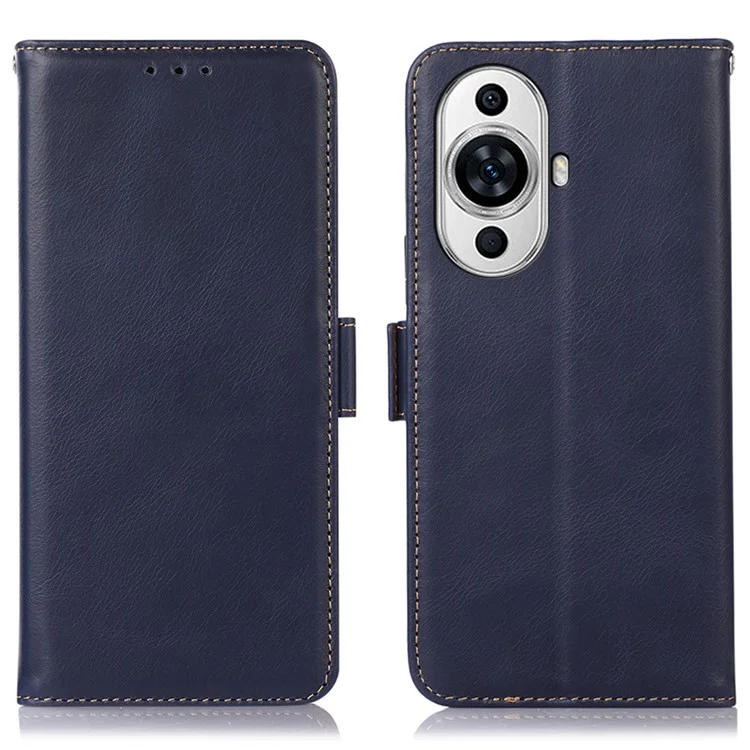 Für Huawei nova 11 / nova 12s 4G / nova 12 Lite 4G Anti-Sturz-Wallet-Stand-Cover RFID-Blockierung Crazy Horse Texture Genuine Cow Leather Phone Case - Blau