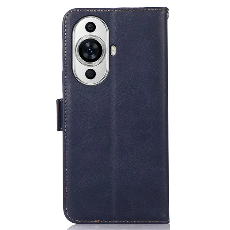 Für Huawei nova 11 / nova 12s 4G / nova 12 Lite 4G Anti-Sturz-Wallet-Stand-Cover RFID-Blockierung Crazy Horse Texture Genuine Cow Leather Phone Case - Blau