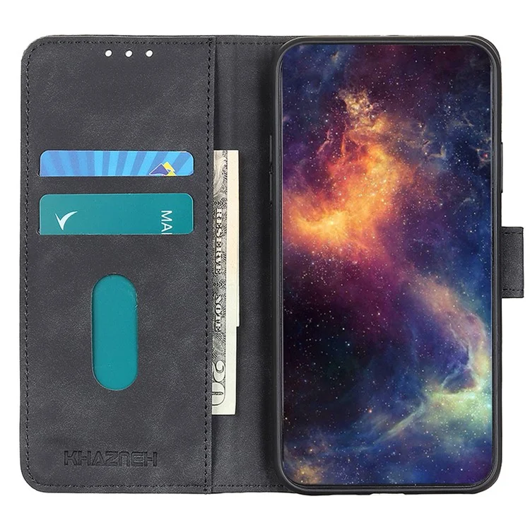 KHAZNEH For Huawei nova 11 Pro / nova 11 Ultra Flip Stand Shell Magnetic Clasp Retro Texture Wallet Cover PU Leather Phone Case - Black