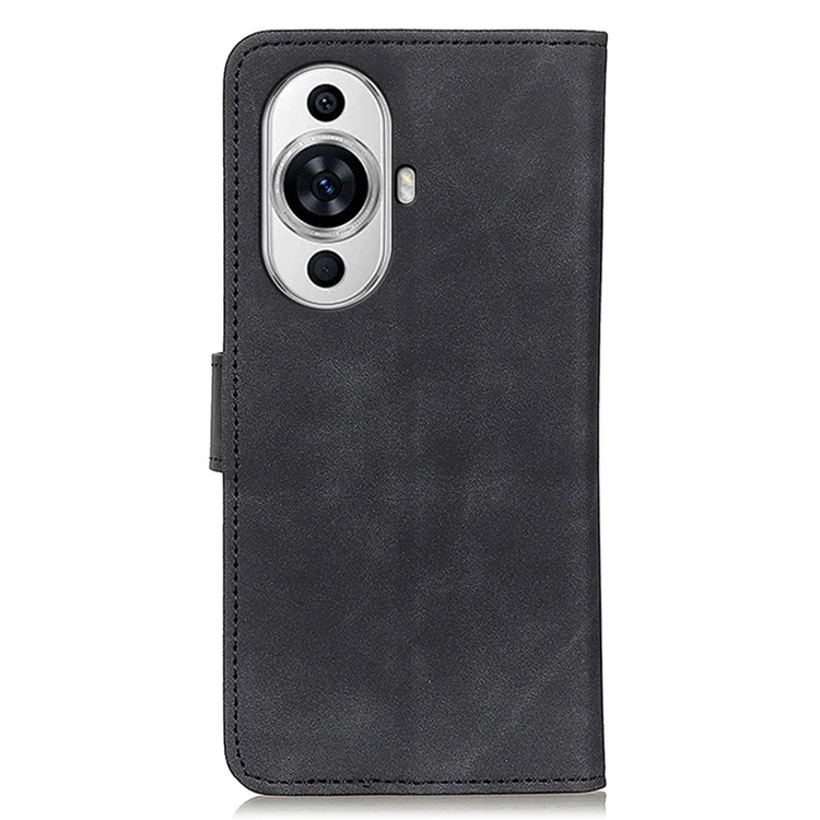 KHAZNEH For Huawei nova 11 Pro / nova 11 Ultra Flip Stand Shell Magnetic Clasp Retro Texture Wallet Cover PU Leather Phone Case - Black
