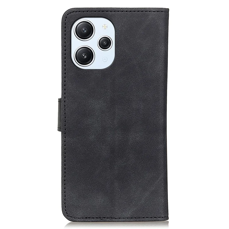 KHAZNEH Für Xiaomi Redmi 12 4G Retro Textur Handyhülle PU-Leder Vollschutz Handyhülle Ständer Wallet Cover - Schwarz