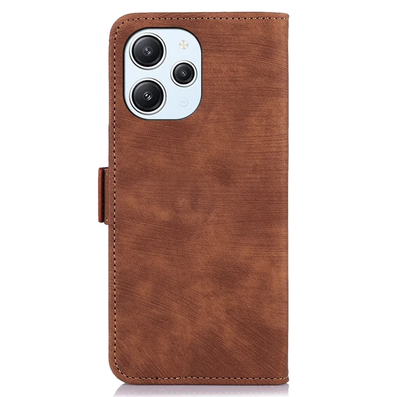 ABEEL For Xiaomi Redmi 12 4G Shockproof Phone Cover Retro Texture Wallet PU Leather Stand Case - Brown