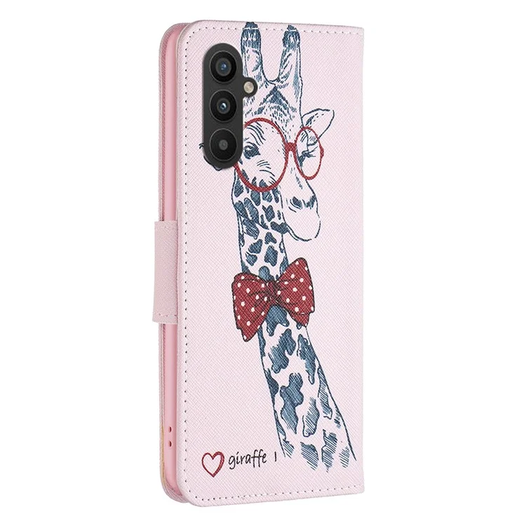 Per Samsung Galaxy A25 5G (Globale) (161,0 x 76,5 x 8,3 mm) Pattern Printing Flip Case Custodia Portafoglio in Pelle PU Stand per Telefono - Giraffa