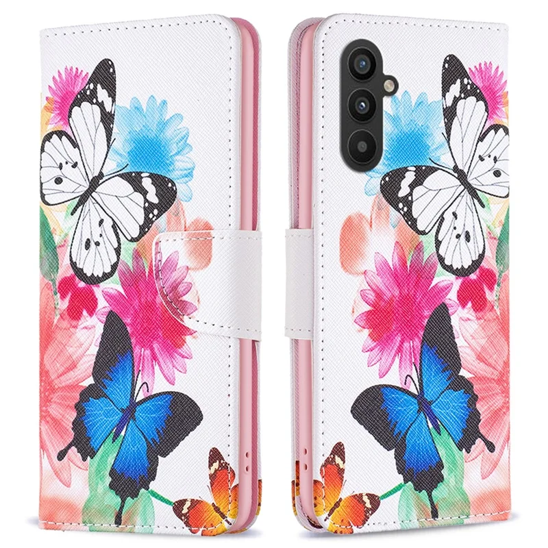 For Samsung Galaxy A25 5G (Global) (161.0 x 76.5 x 8.3mm) Pattern Printing Flip Case PU Leather Stand Wallet Phone Cover - Two Butterflies