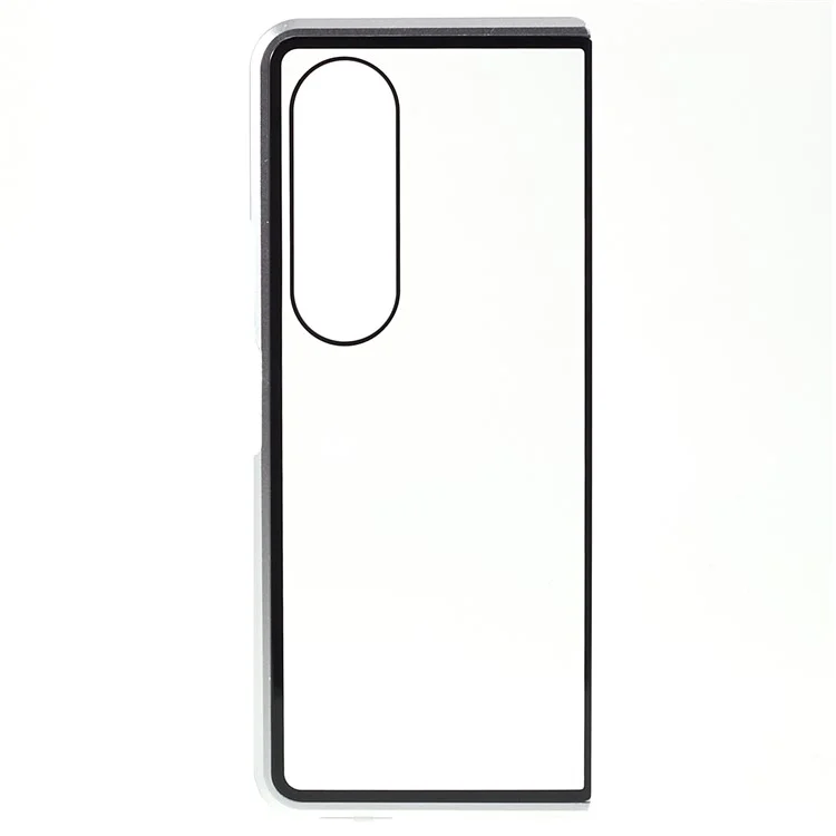For Samsung Galaxy Z Fold4 5G Phone Case Magnetic Adsorption Metal Frame + Tempered Glass Clear Phone Cover - Silver