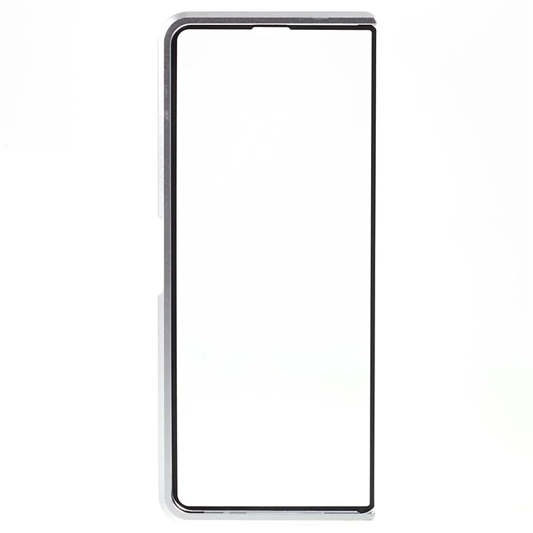 For Samsung Galaxy Z Fold4 5G Phone Case Magnetic Adsorption Metal Frame + Tempered Glass Clear Phone Cover - Silver