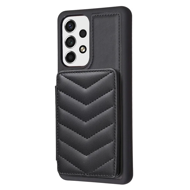 BF26 Card Holder Phone Shell For Samsung Galaxy A53 5G , Anti-Scratch Kickstand Magnetic PU Leather+TPU Phone Case - Black