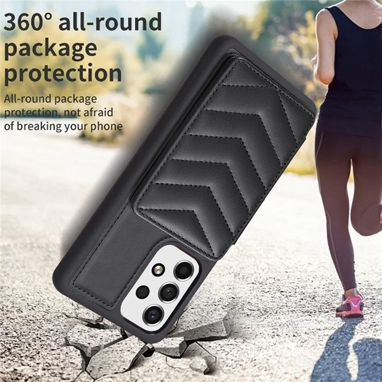 BF26 Card Holder Phone Shell For Samsung Galaxy A53 5G , Anti-Scratch Kickstand Magnetic PU Leather+TPU Phone Case - Black