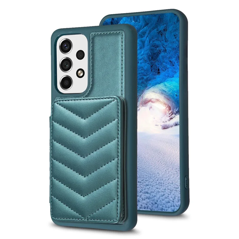BF26 Card Holder Phone Shell For Samsung Galaxy A53 5G , Anti-Scratch Kickstand Magnetic PU Leather+TPU Phone Case - Green
