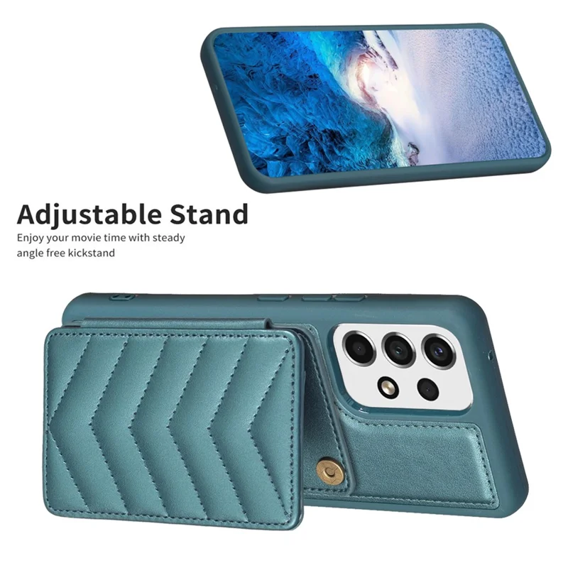 BF26 Card Holder Phone Shell For Samsung Galaxy A53 5G , Anti-Scratch Kickstand Magnetic PU Leather+TPU Phone Case - Green