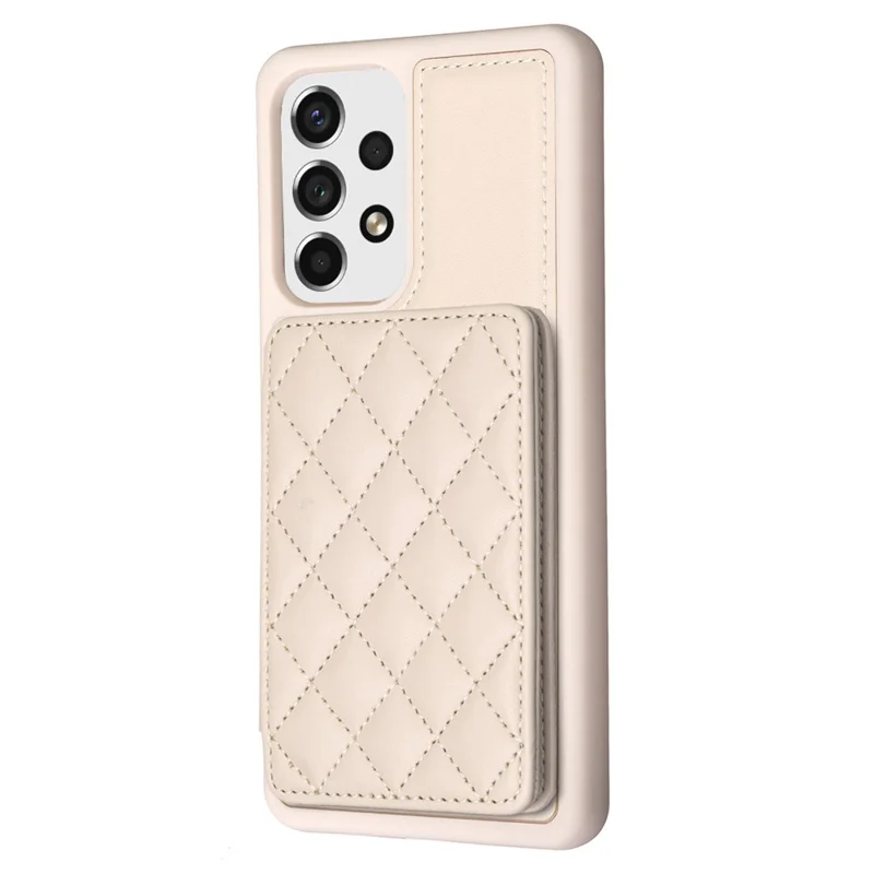 BF25 Obudowa z uchwytem na kartę i podstawką, pokryta sztuczną skórą PU i TPU, dla Samsung Galaxy A13 4G / 5G - Beżowa