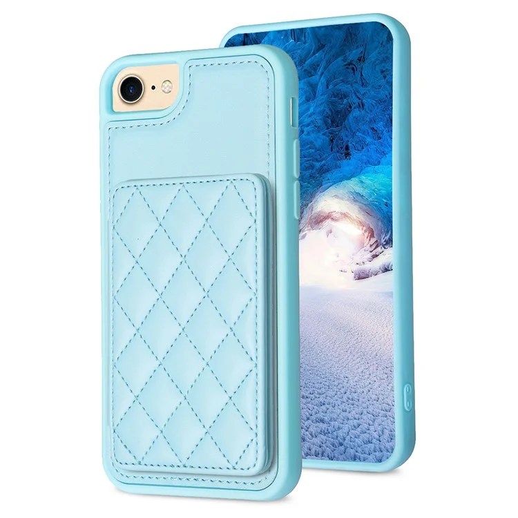 BF25 Para iPhone 6 / 6s / 7 / 8 Funda de Teléfono con Soporte para Tarjeta de Cuero PU Recubierto de TPU - Azul