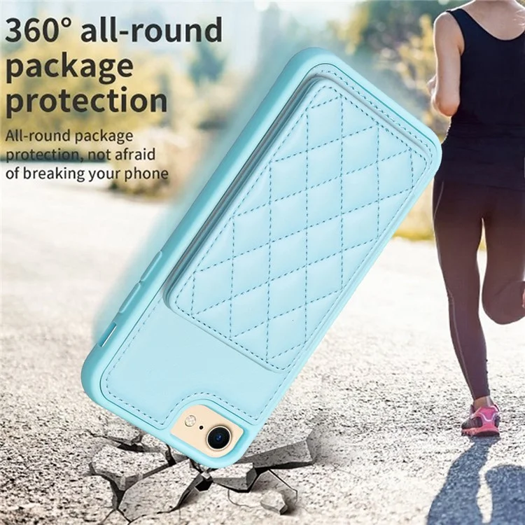 BF25 Para iPhone 6 / 6s / 7 / 8 Funda de Teléfono con Soporte para Tarjeta de Cuero PU Recubierto de TPU - Azul