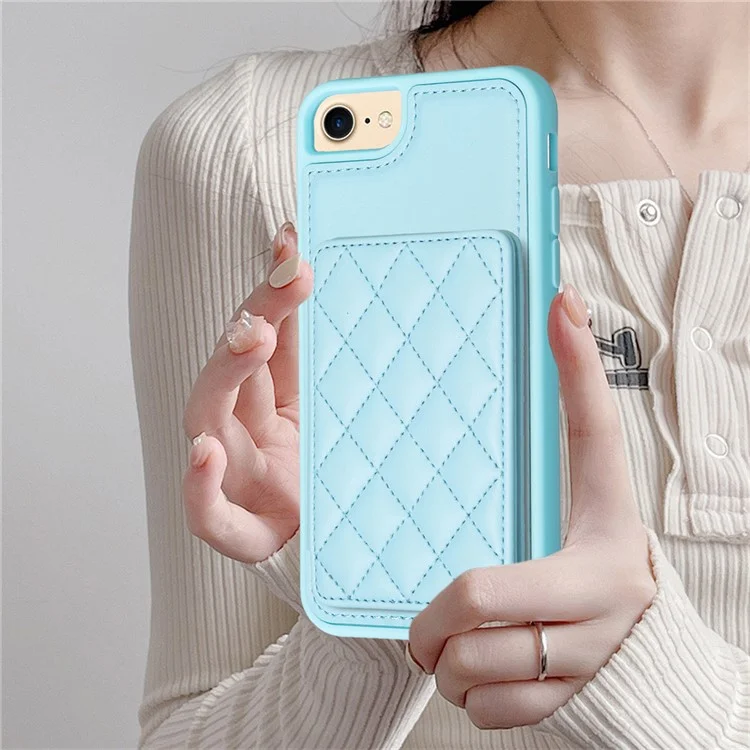 BF25 Para iPhone 6 / 6s / 7 / 8 Funda de Teléfono con Soporte para Tarjeta de Cuero PU Recubierto de TPU - Azul
