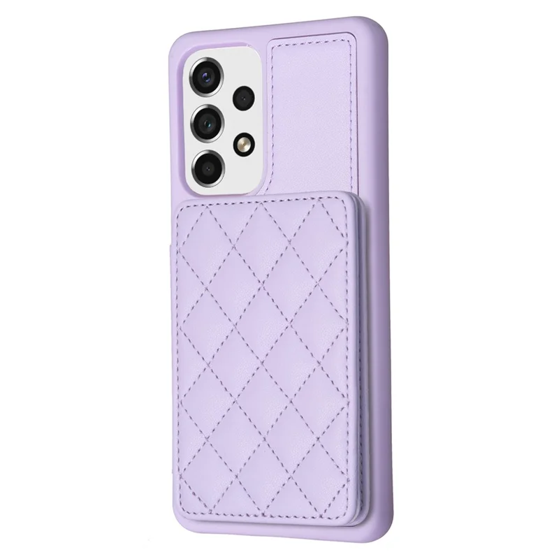 BF25 For Samsung Galaxy A53 5G Card Slots Leather Coated TPU Cover Phone Case with Kickstand - Purple