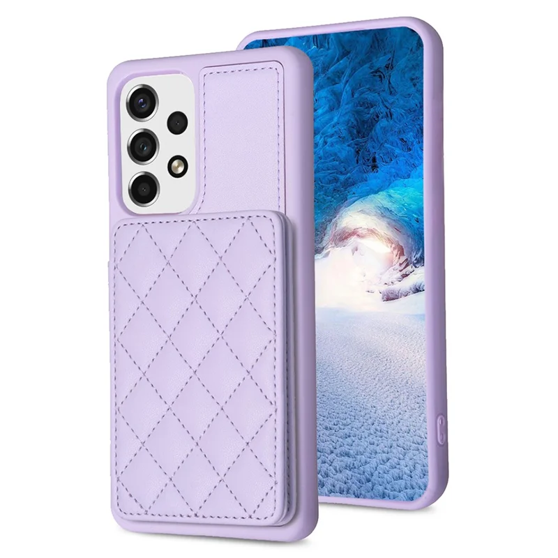 BF25 For Samsung Galaxy A53 5G Card Slots Leather Coated TPU Cover Phone Case with Kickstand - Purple