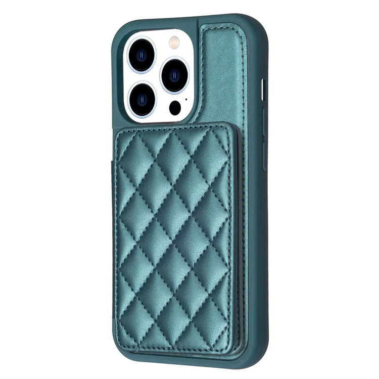BF25 Leather Coated TPU Cover for iPhone 13 Pro Max 6.7 inch Card Slots Kickstand Phone Anti-scratch Case - Green