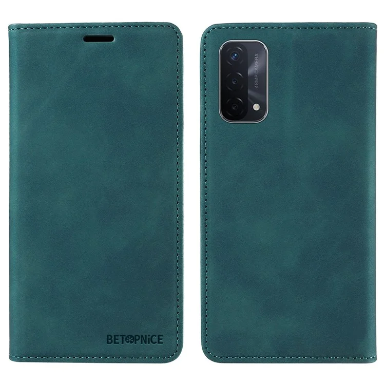 BETOPNICE 003 Para Oppo A93 5G / A74 5G / A54 5G / OnePlus Nord N200 5G Funda de Teléfono de Cuero con Bloqueo RFID Soporte de Cartera - Verde
