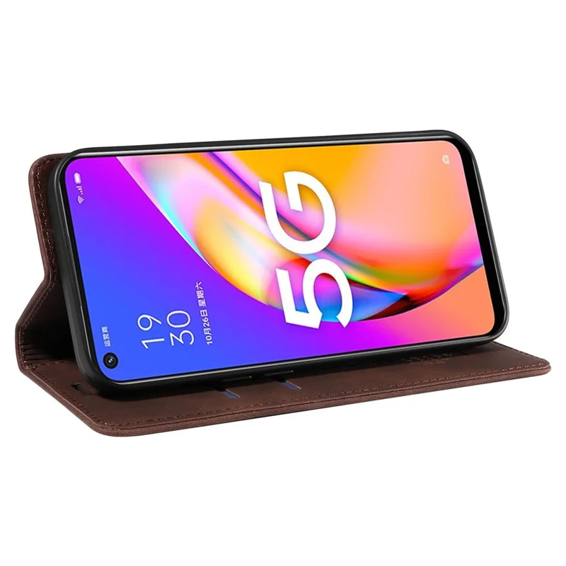 BETOPNICE 003 For Oppo A93 5G / A74 5G / A54 5G / OnePlus Nord N200 5G Leather Phone Case RFID Blocking Stand Shell Wallet Cover - Brown