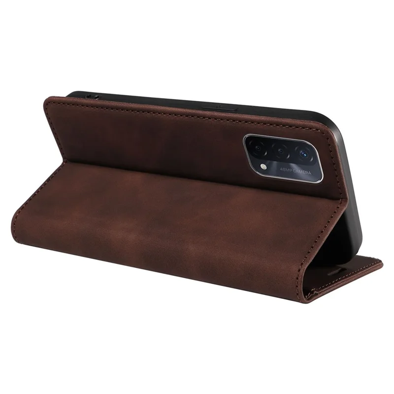 BETOPNICE 003 For Oppo A93 5G / A74 5G / A54 5G / OnePlus Nord N200 5G Leather Phone Case RFID Blocking Stand Shell Wallet Cover - Brown