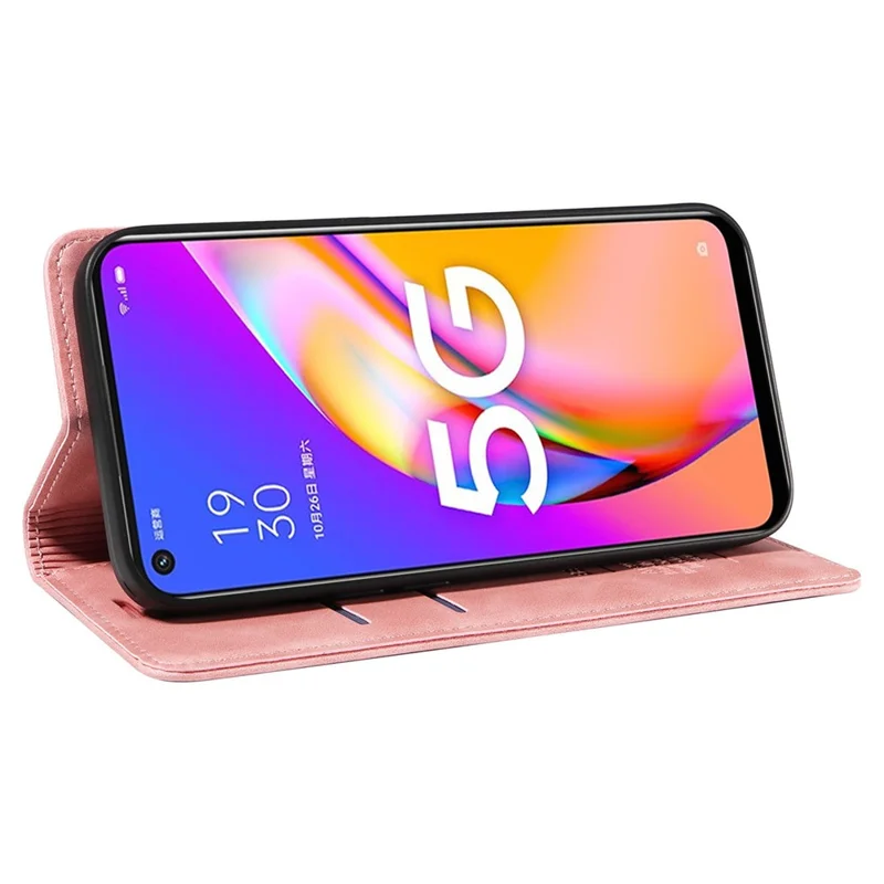 BETOPNICE 003 Para Oppo A93 5G / A74 5G / A54 5G / OnePlus Nord N200 5G Estuche de Teléfono de Cuero con Bloqueo RFID y Soporte Tipo Cartera - Rosa