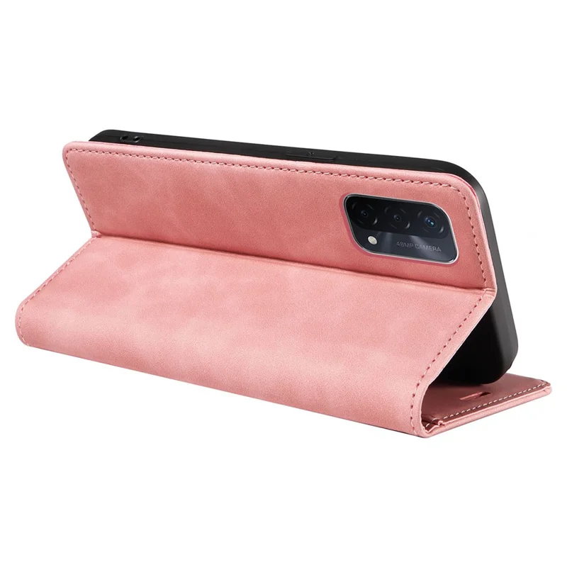 BETOPNICE 003 Para Oppo A93 5G / A74 5G / A54 5G / OnePlus Nord N200 5G Estuche de Teléfono de Cuero con Bloqueo RFID y Soporte Tipo Cartera - Rosa